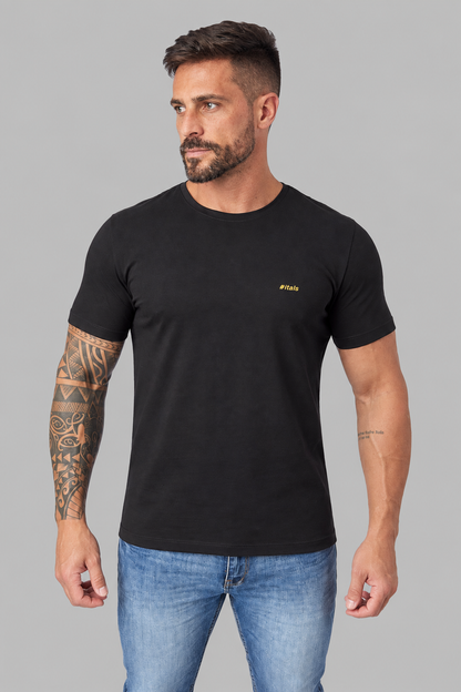 Camiseta Algodão Egípcio #itals Tudo o que eu amo Preta — Caro