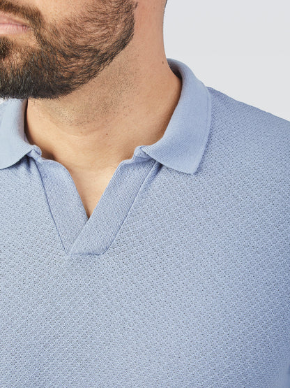 Polo V Textura Azul