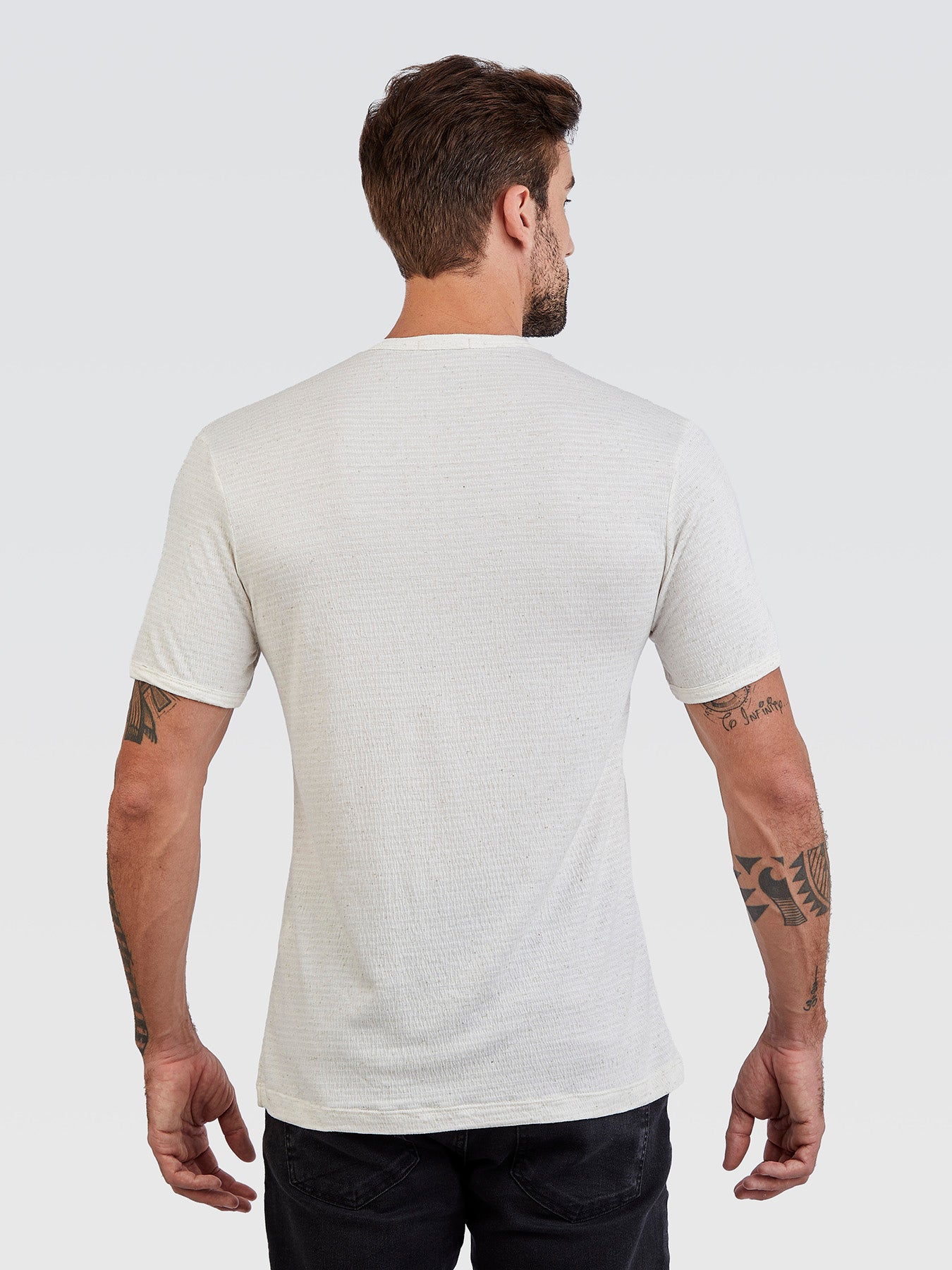 Camiseta Henley Horizonte Creme Mesclado
