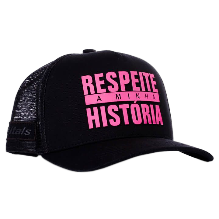 Boné itals Respeite Minha História Black Tinta Mágica Pink