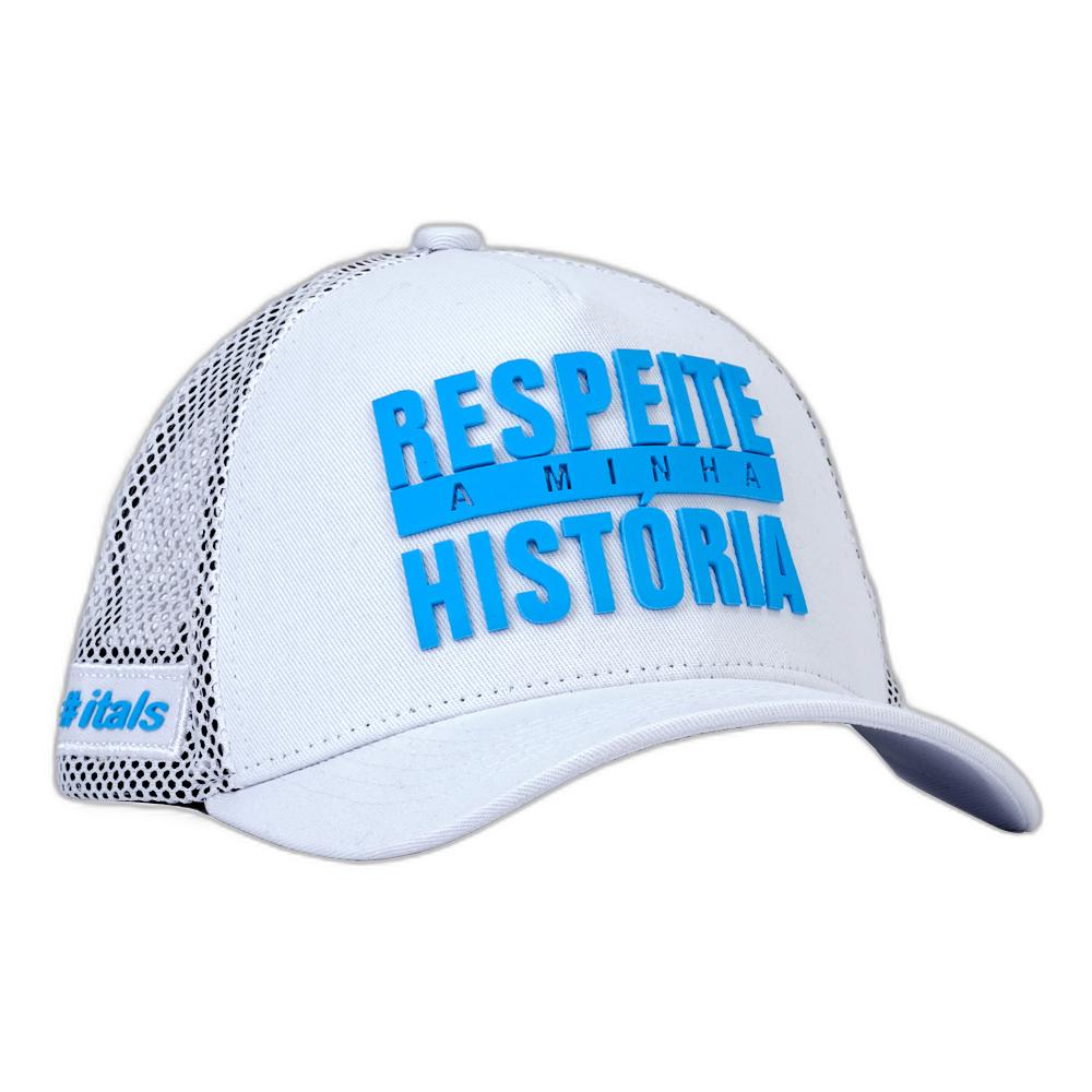 Boné itals Respeite minha História Branco e Azul